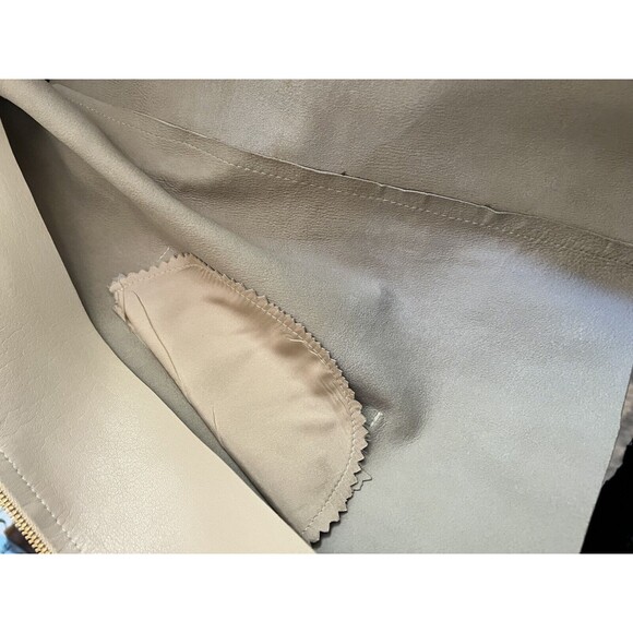 Oscar De La Renta Genuine Leather Vest Beige Gold Zipper Size 10 Made In USA - Picture 13 of 16